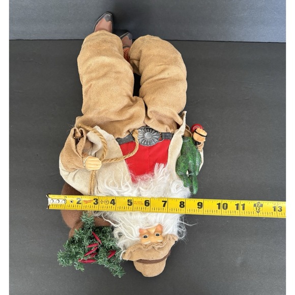 Vintage Cowboy Santa Claus Sitting Down With Cactus & Lamp- 18" - Picture 9 of 9